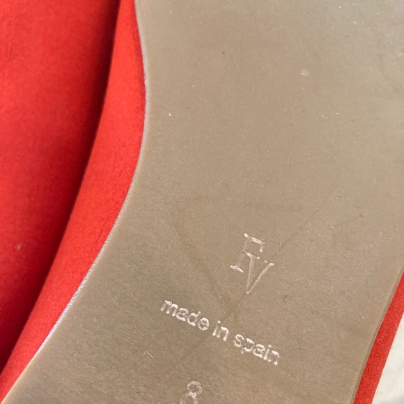 SOLD: Frances Valentine Frances 2 Red Satin Flats - Picture 5 of 12